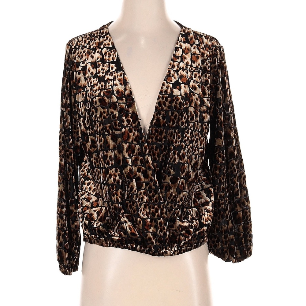 Waverly Grey Brown Leopard Print Blouse